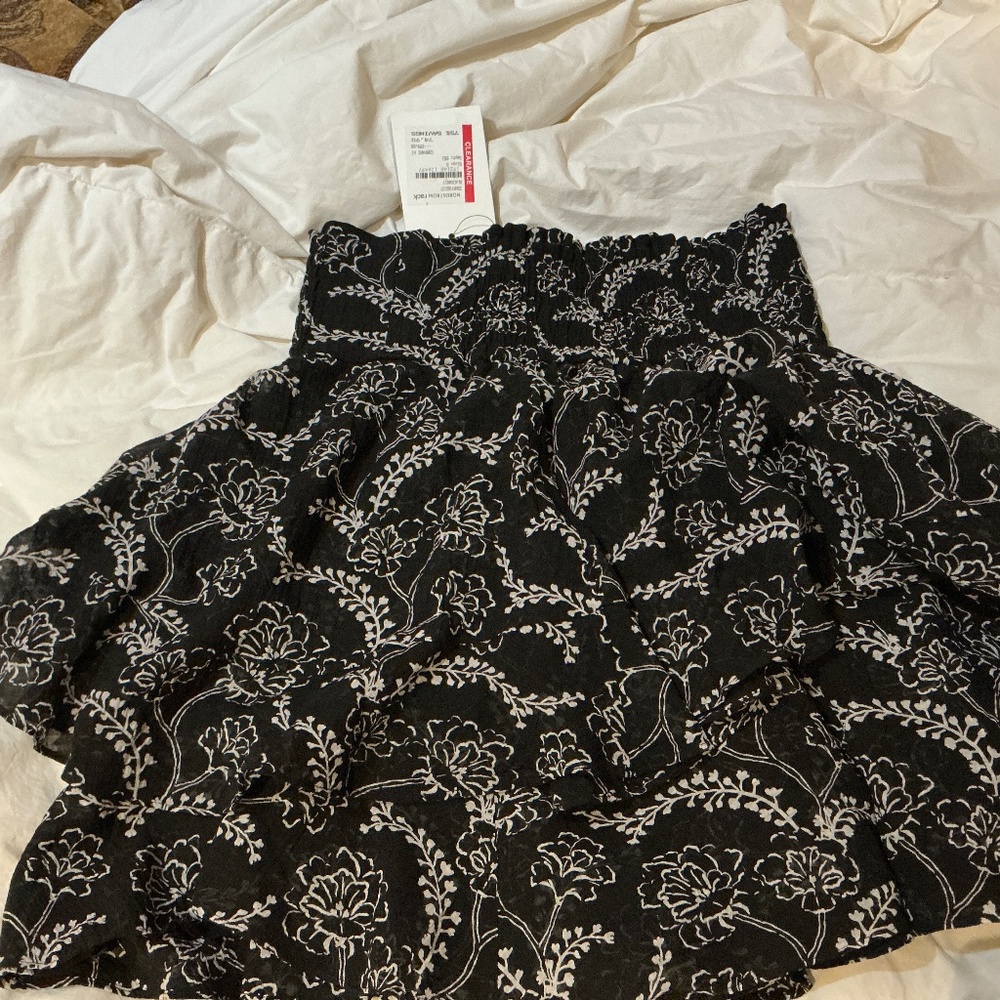 A.L.C. Black and Ivory Floral Jacquard Mini Skirt - NWT